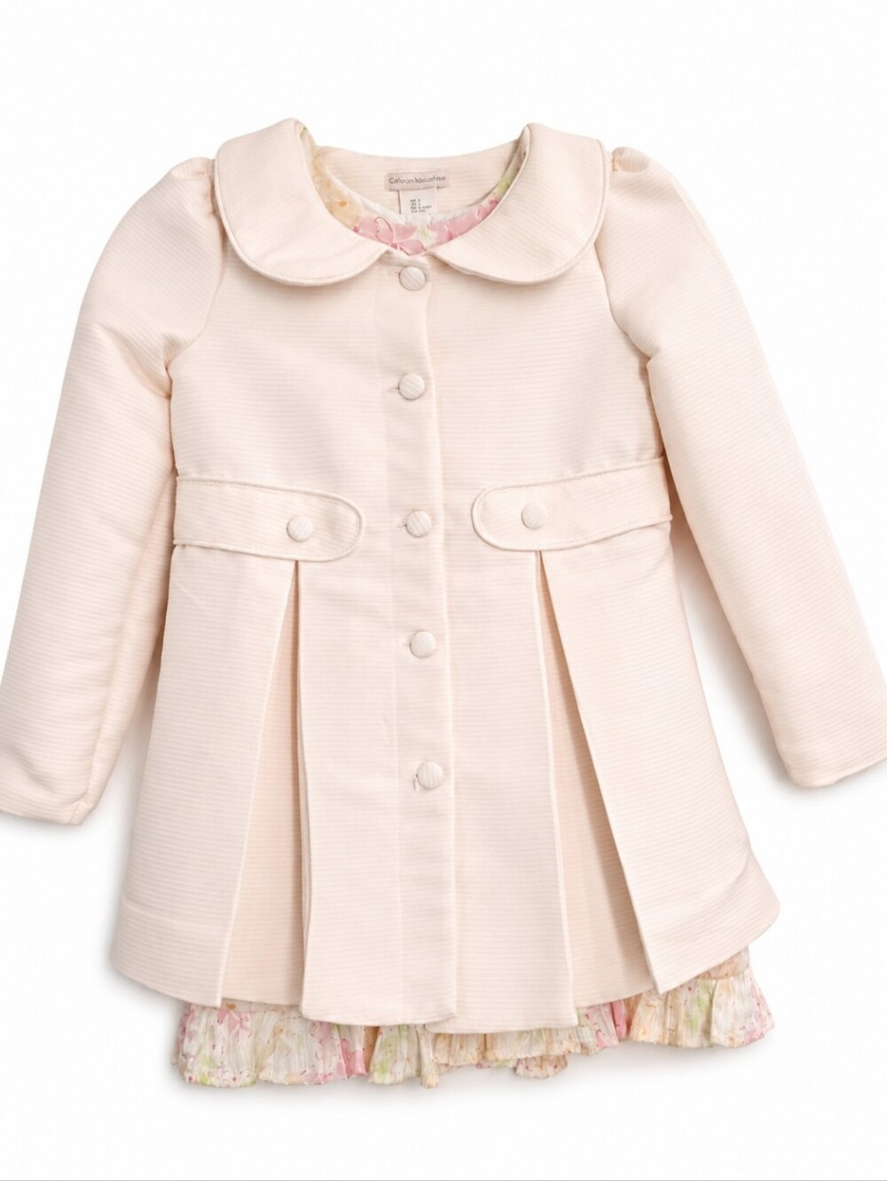Catherine Malandrino Girls Pink Coat Dress Set Spring Floral Formal Outfit Sz 7